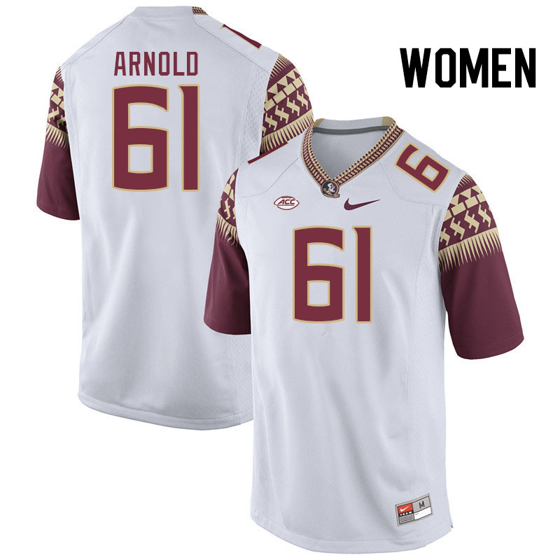 Women #61 Mason Arnold Florida State Seminoles College Football Jerseys Stitched Sale-White